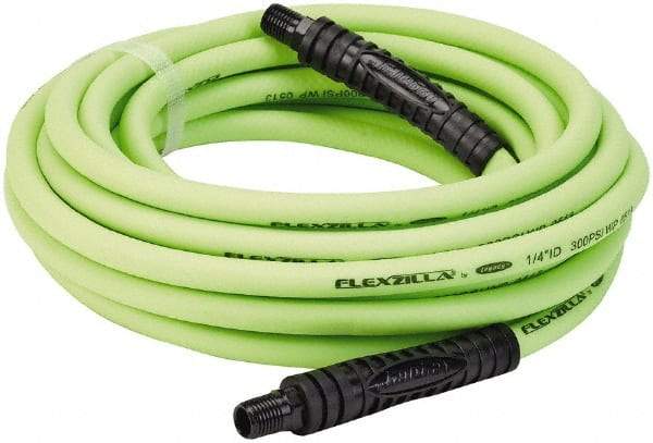 Legacy - 1/4" ID x 0.46" OD 25' Long Multipurpose Air Hose - MNPT x MNPT Ends, 300 Working psi, 140°, 1/4" Fitting, Green - Caliber Tooling