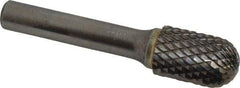 SGS Pro - 5/8" Cut Diam, 3/8" Shank Diam, Cylinder with Radius Head Double Cut Burr - Carbide, Radius End, 1" LOC, 3" OAL - Caliber Tooling