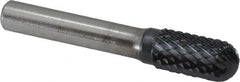 SGS Pro - 1/2" Cut Diam, 3/8" Shank Diam, Cylinder with Radius Head Double Cut Burr - Carbide, Radius End, 1" LOC, 3" OAL - Caliber Tooling