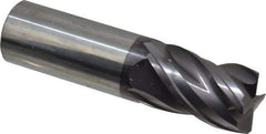 SGS - 1", 4 Flute, Single End, Solid Carbide, 0.04" Corner Radius End Mill - 4" OAL, Right Hand Flute, 1-1/2" LOC, Right Hand Cut - Caliber Tooling