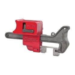 Master Lock - 4 Inch Max Valve Handle Size, Aluminum and Steel Handle On Ball Valve Lockout - 9/32 Inch Max Shackle Diameter, Red - Caliber Tooling