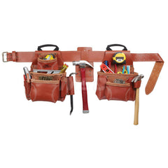 Tool Aprons & Tool Belts; Tool Type: Tool Rig; Minimum Waist Size: 29; Maximum Waist Size: 46; Material: Leather; Number of Pockets: 15.000; Color: Brown; Minimum Order Quantity: Leather; Tool Style: Tool Rig; Minimum Waist Size: 29