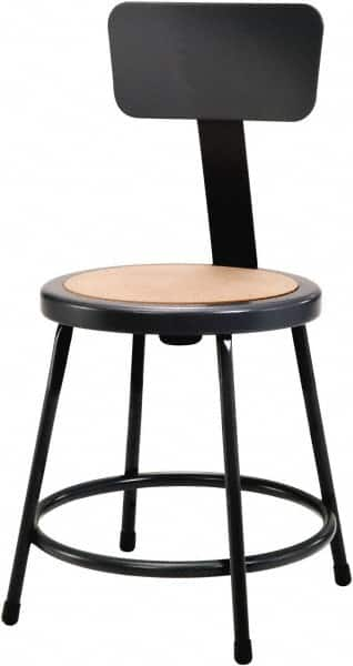 NPS - 18 Inch High, Stationary Fixed Height Stool with Adjustable Height Backrest - 14 Inch Deep x 14 Inch Wide, Hardboard Seat, Black - Caliber Tooling