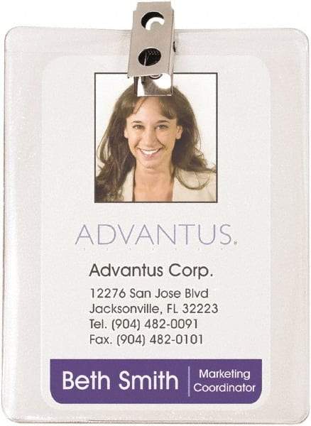 ADVANTUS - Clip-On Badge Holder - Clear - Caliber Tooling