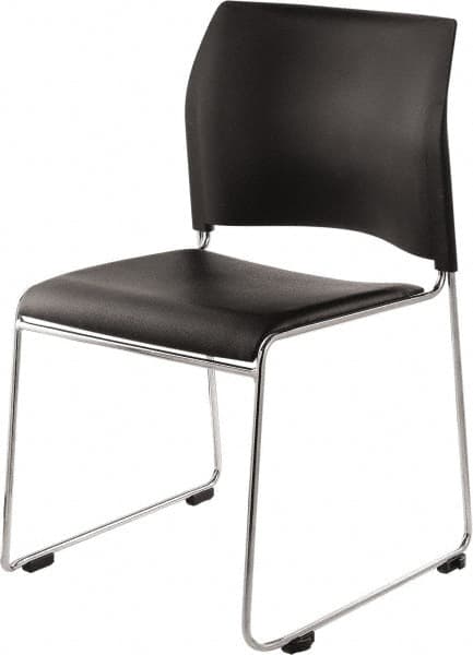 NPS - Vinyl Black Stacking Chair - Chrome Frame, 20" Wide x 19-1/4" Deep x 30" High - Caliber Tooling