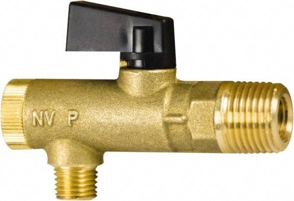 PRO-SOURCE - 3/8" Pipe, NPT Port, Brass Filter Ball Valve - Inline - One Way Flow, MNPT x FNPT Ends, Wedge Handle, 725 WOG - Caliber Tooling