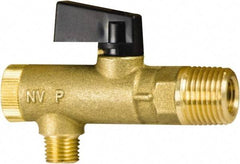 PRO-SOURCE - 1/2" Pipe, NPT Port, Brass Filter Ball Valve - Inline - One Way Flow, MNPT x FNPT Ends, Wedge Handle, 725 WOG - Caliber Tooling