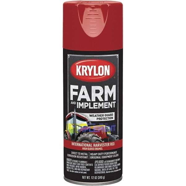 Krylon - Red (International Harvester), 12 oz Net Fill, Gloss, Farm & Equipment Spray Paint - 12 oz Container, Use on Equipment - Caliber Tooling