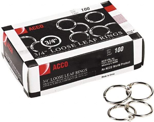 ACCO - 3/4", Book Rings - Steel, Silver - Caliber Tooling