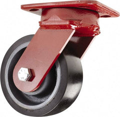 Hamilton - 5" Diam x 2" Wide x 6-1/2" OAH Top Plate Mount Swivel Caster - Polyurethane, 1,360 Lb Capacity, Sealed Precision Ball Bearing, 4 x 5" Plate - Caliber Tooling