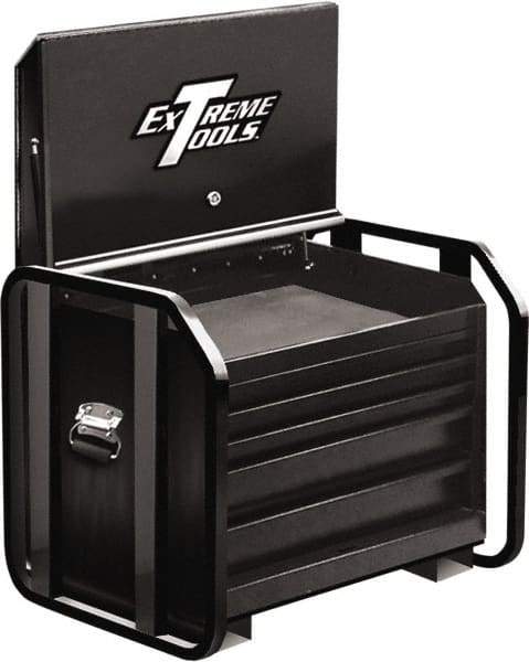 EXTREME TOOLS - 36" Wide x 25-1/4" Deep x 28-1/4" High Job Site Road Box - 1 Door, Steel, Black - Caliber Tooling