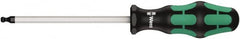 Wera - 1/4" Hex Ball End Driver - 5" Bade Length, Ergonomic Cushion Grip Handle, 230mm OAL - Caliber Tooling