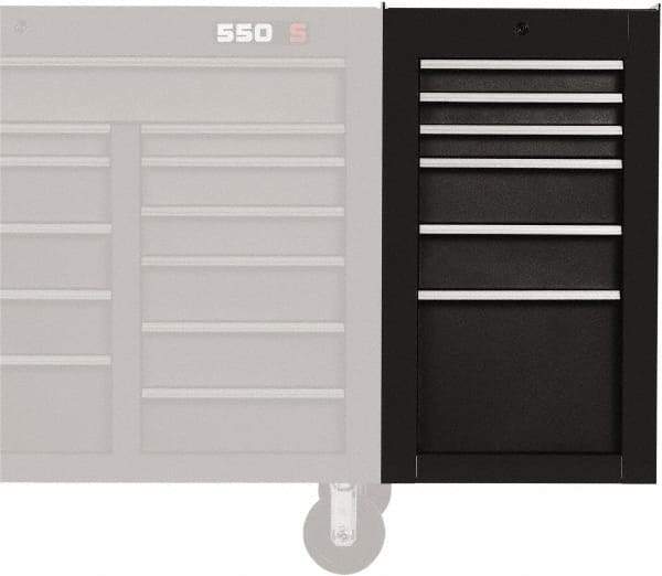 Proto - 6 Drawer Black Side Cabinet - 19" Wide x 34" High x 25" Deep, Use with 500 Series Box - Caliber Tooling