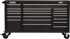 Proto - 20 Drawer Mobile Workstation - 67" Wide x 25-1/4" Deep x 41" High, Steel, Dual Black - Caliber Tooling