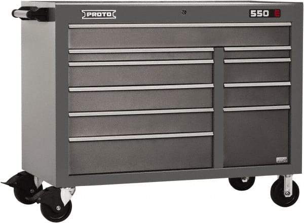 Proto - 10 Drawer Mobile Workstation - 50" Wide x 25-1/4" Deep x 41" High, Steel, Dual Black - Caliber Tooling