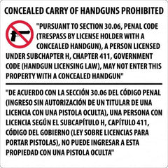 NMC - "Concealed Carry of Handguns Prohibited", 30" Long x 30" Wide, Aluminum Safety Sign - Square, 0.118" Thick, Use for Accident Prevention - Caliber Tooling