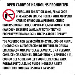 NMC - "Open Carry of Handguns Prohibited", 30" Long x 30" Wide, Aluminum Safety Sign - Square, 0.118" Thick, Use for Accident Prevention - Caliber Tooling