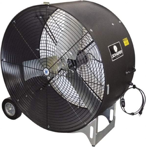 Schaefer Ventilation Equipment - 42" Blade, 3/4 hp, 10,900 & 16,600 CFM, Industrial Circulation Fan - Portable with Wheels, 2 Speed - Caliber Tooling