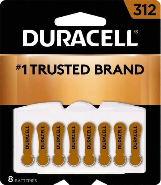 Duracell - Size 312, Zinc Air, 8 Pack, Hearing Aid Battery - 1.4 Volts, Flat Terminal, PR41, ANSI 7002ZD Regulated - Caliber Tooling