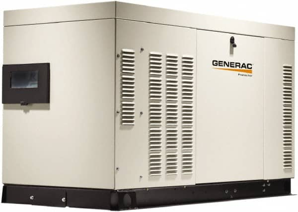 Generac Power - 1 Phase LP & NG Liquid Cooled Standby Power Generator without Transfer Switch - 120/240 V, 27 kW, OHVI, Bisque Aluminum Enclosure, Use 149 (LP) & 396 (NG) to Fuel - Caliber Tooling