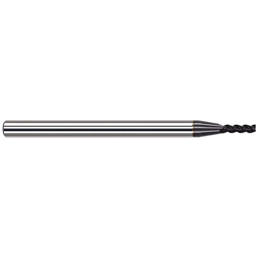 Corner Radius End Mill: 0.1562″ Dia, 0.47″ LOC, 0.005″ Radius, 4 Flutes, Solid Carbide 2″ OAL, 3/16″ Shank Dia, 34 ° Helix, AlTiN Coated, Corner Radius End