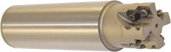 Millstar - 1-1/2" Cut Diam, 1.58" Max Depth, 1-1/2" Shank Diam, Cylindrical Shank Indexable High-Feed End Mill - Screw Holding Method, HFCI-1204 Insert, HFSS Toolholder, Through Coolant - Caliber Tooling