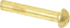 Made in USA - 1/8" Body Diam, Round Brass Solid Rivet - 3/4" Length Under Head - Caliber Tooling