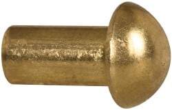 Made in USA - 3/16" Body Diam, Round Brass Solid Rivet - 3/8" Length Under Head - Caliber Tooling