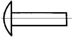 Made in USA - 3/16" Body Diam, Brazier Aluminum Solid Rivet - 5/8" Length Under Head, Grade 2117-T4, 0.467" Head Diam x 3/32" Head Height - Caliber Tooling