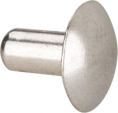 Made in USA - 1/4" Body Diam, Brazier Aluminum Solid Rivet - 1/2" Length Under Head, Grade 2117-T4, 5/8" Head Diam x 1/8" Head Height - Caliber Tooling