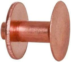 Made in USA - #8 Wire Body Diam, Flat Copper Belt Rivet with Washer - 1/2" Length Under Head, 1/2" Head Diam - Caliber Tooling