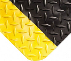 Wearwell - 62' Long x 2' Wide, Dry Environment, Anti-Fatigue Matting - Black with Yellow Borders, Vinyl with Nitrile Blend Base, Beveled on 4 Sides - Caliber Tooling