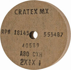 Cratex - 2" Diam x 1/4" Hole x 3/8" Thick, 80 Grit Surface Grinding Wheel - Aluminum Oxide, Type 1, Medium Grade, 18,145 Max RPM, No Recess - Caliber Tooling