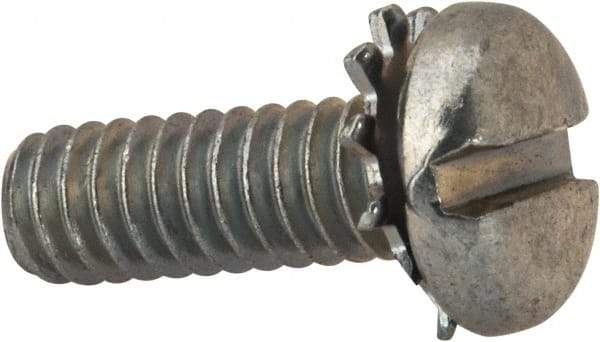 Value Collection - 1/4-20 UNC, 3/4" Length Under Head Slotted Drive Machine Screw - Pan Head, Grade J82 Steel, Zinc-Plated Finish, External Tooth - Caliber Tooling