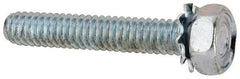 Value Collection - 1/4-20 UNC, 1-1/2" Length Under Head Hex Drive Machine Screw - Hex Head, Grade J82 Steel, Zinc-Plated Finish, External Tooth - Caliber Tooling