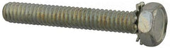 Value Collection - 1/4-20 UNC, 1-3/4" Length Under Head Hex Drive Machine Screw - Hex Head, Grade J82 Steel, Zinc-Plated Finish, External Tooth - Caliber Tooling