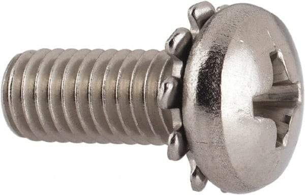 Value Collection - #10-32 UNF, 1/2" Length Under Head Phillips Drive Machine Screw - Pan Head, Grade 18-8 Stainless Steel, External Tooth - Caliber Tooling