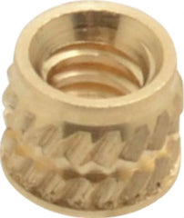 E-Z LOK - #4-40, 0.153" Small to 0.159" Large End Hole Diam, Brass Single Vane Tapered Hole Threaded Insert - 0.172" Insert, 0.157" Pilot Diam, 0.135" OAL, 0.093" Min Wall Thickness - Caliber Tooling