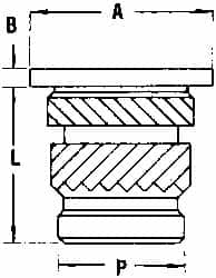 E-Z LOK - #2 56 UNC, 0.141" Diam, Brass Headed Heat Installed Threaded Insert - 1/8" Hole, 0.141" OAL x 0.018" High, 3/16" Head Diam - Caliber Tooling