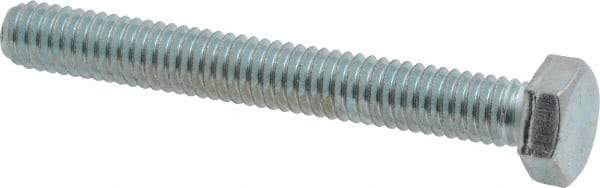 Made in USA - 5/16-18 UNC, 2-1/2" Length Under Head Hex Head Cap Screw - Fully Threaded, Grade 5 Steel, Zinc-Plated Finish, 1/2" Hex - Caliber Tooling