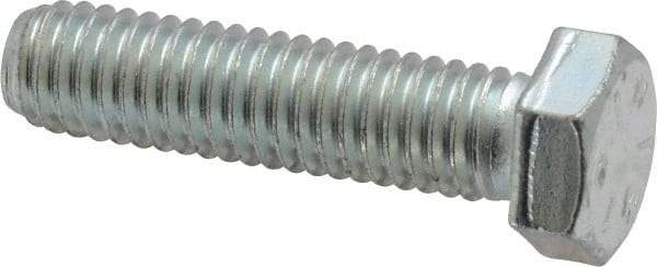 Made in USA - 3/8-16 UNC, 1-1/2" Length Under Head Hex Head Cap Screw - Fully Threaded, Grade 5 Steel, Zinc-Plated Finish, 9/16" Hex - Caliber Tooling