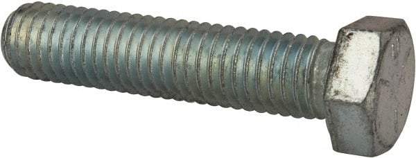 Made in USA - 1/2-13 UNC, 2-1/4" Length Under Head Hex Head Cap Screw - Fully Threaded, Grade 5 Steel, Zinc-Plated Finish, 3/4" Hex - Caliber Tooling