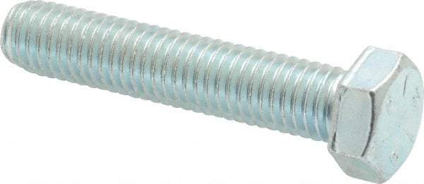 Made in USA - 1/2-13 UNC, 2-1/2" Length Under Head Hex Head Cap Screw - Fully Threaded, Grade 5 Steel, Zinc-Plated Finish, 3/4" Hex - Caliber Tooling