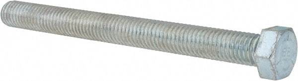 Made in USA - 1/2-13 UNC, 5-1/2" Length Under Head Hex Head Cap Screw - Fully Threaded, Grade 5 Steel, Zinc-Plated Finish, 3/4" Hex - Caliber Tooling