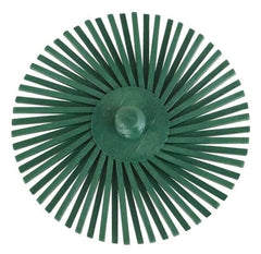 3M - 3" Diam, Type R Quick Change Radial Bristle Brush - 50 Grit, Coarse Grade, 25,000 Max RPM, Green - Caliber Tooling