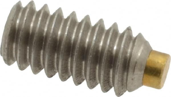 Made in USA - 1/4-20 UNC, 1/2" Length of Thread, Soft Tip Point Set Screw - Grade 18-8 Stainless Steel - Caliber Tooling