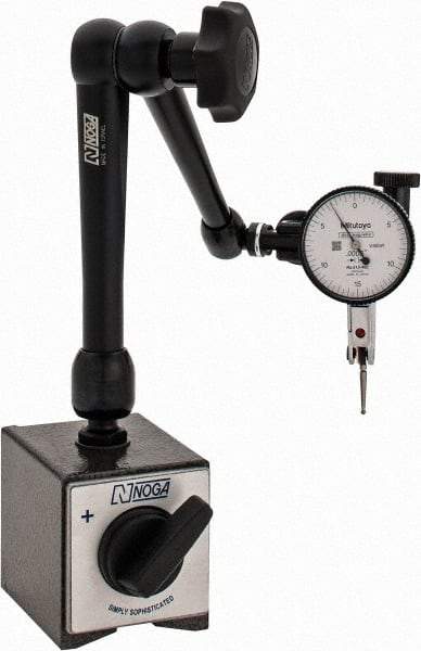 Mitutoyo - 0.0005" Graduation, 0-15-0 Dial Reading, Indicator & Base Kit - 0.0005 Inch Graduation, Includes Standard Magnetic Base, Test Indicator - Caliber Tooling