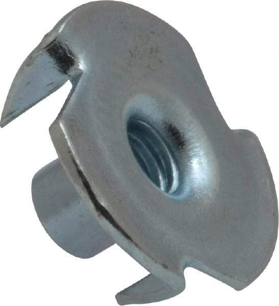 Value Collection - #10-24 Zinc-Plated Steel Standard Tee Nut - 5/16" Barrel Length, 3/4" Flange Diam, 3 Prongs - Caliber Tooling