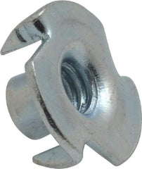 Value Collection - 1/4-20 Zinc-Plated Steel Standard Tee Nut - 5/16" Barrel Length, 3/4" Flange Diam, 3 Prongs - Caliber Tooling