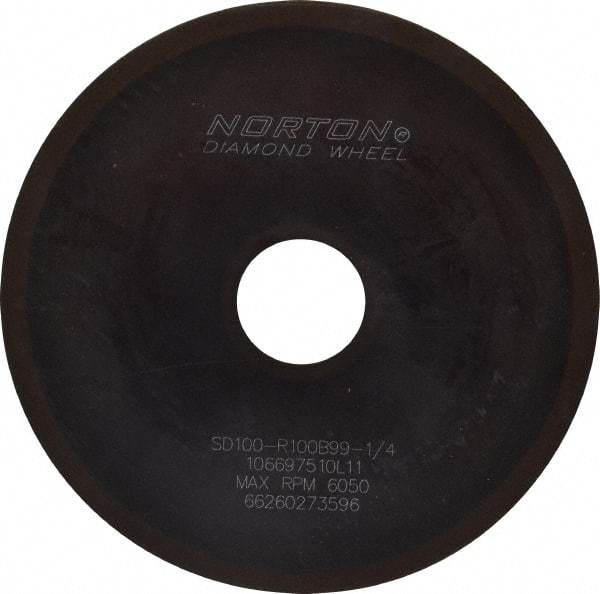 Norton - 6" Diam x 1-1/4" Hole x 1/16" Thick, 100 Grit Surface Grinding Wheel - Diamond, Type 1A1, Fine Grade, Resinoid Bond - Caliber Tooling